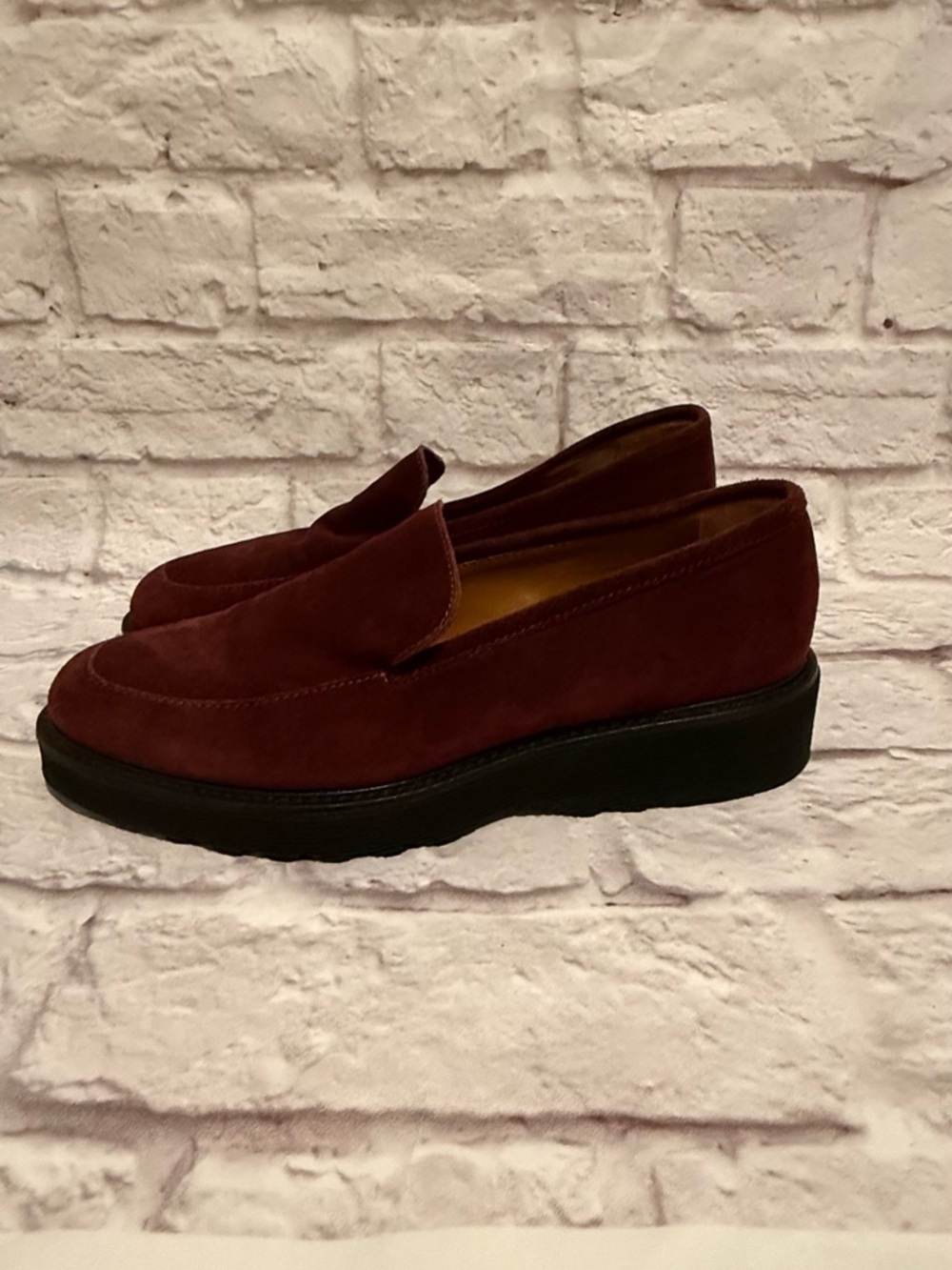 AQUATALIA Kelsey Platform Loafers Flats womans 8 Suede Leather Burgundy